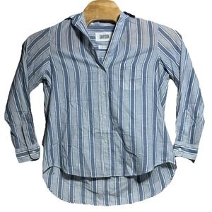 Grayson‎ The Hero Shirt Womens Sz 01 XS Blue Striped Button Up 100% Cotton